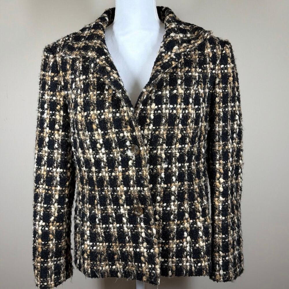 Talbots Black and Tan Wool Blazer Size M‎
